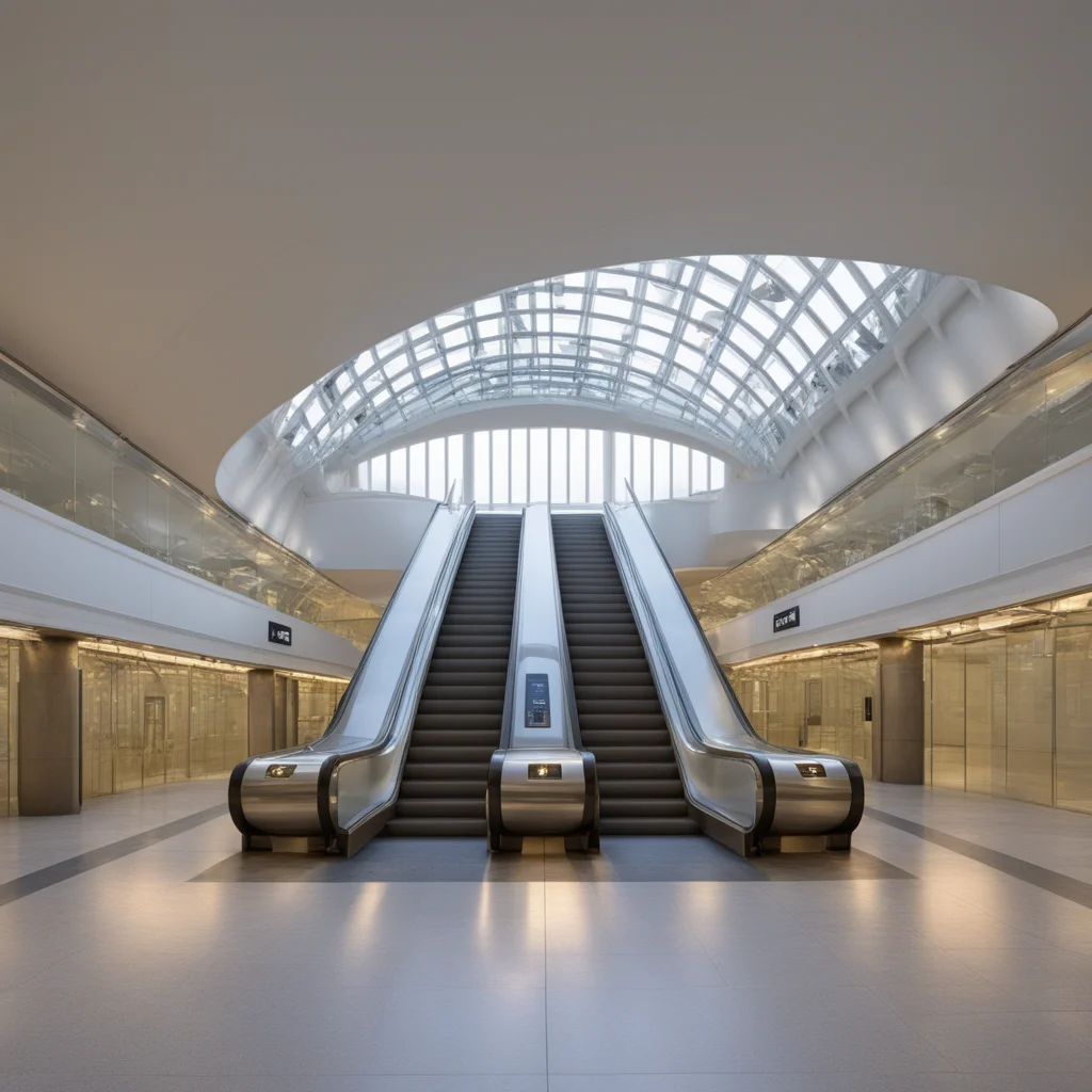 <lora:JJsMetroStation_XL:1>, ((Metro Station)),building,masterpiece , best quality, soft lighting, high quality, indoors, building, scenery,real world location, sign, sunlight, sky, daytime, enough detail, high resolution, super realistic, Photorealistic, highly detailed,reflection,glass, esclator, hall way, curvy ceiling, reflection floor, stairs,