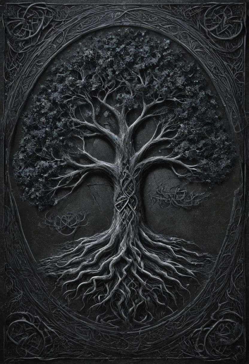 Completely black screen, absolutely nothing, pure black, detailed, but the celtic tree of life are rising, FastNegativeV2, ral-dissolve,