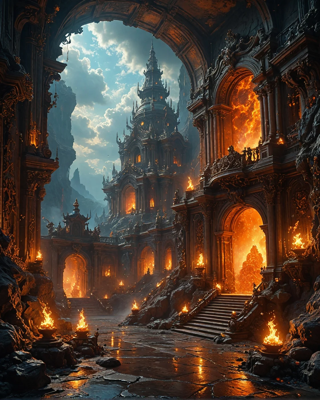 Kitsune, volcanic glass temple with,
starlight-refracting crystals, Steampunk copper gears, fusion-reactor power hubs in, underground-lava caverns, Chaos Architecture entropy folds style, nanite-swarm glitter clouds,
<lora:tbh124-sdxl:0.15> style of Jean-Antoine Watteau,
<lora:tbh129-sdxl:0.15> style of Michael Cheval,
<lora:Sinozick:0.15>,
<lora:add-detail-xl:0.7>,
<lora:aidmaMJ6.1_v0.5_2:0.3> aidmamj6.1,
<lora:Flux-XL_Scenery:0.15> flux-scenery,
<lora:Flux-style-xl-lora:0.15> flux-style,
8K resolution, ultra-detailed cinematic composition, contemporary concept art style, volumetric magical atmosphere with ethereal glow, rich complementary color palette, vivid gradients and chiaroscuro contrast, dynamic perspective with layered depth of field, inspiring awe-inspiring mood, Unreal Engine 5 render quality, intricate textures, flawless anatomy, rule of thirds composition, luminous highlights, surreal ambiance, award-winning illustration, harmonious balance of light and shadow, photorealistic details, ArtStation trending, chromatic accents, nostalgic futurism, dreamlike serenity, bold creativity, professional finish, sharp focus, ambient background, fascinating dynamic motion,, Baroque art style, dynamic composition, dramatic lighting, rich colors, intricate details, professional-grade execution, captures the grandeur and theatricality of the Baroque period
