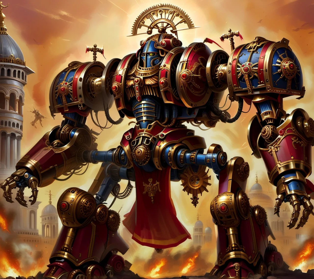 <lora:CulturePunkAI_2:.9>ByzancPunkAI battle mech Highly detailed, amazing, Impressive lighting, vibrant colors, Ultra Realistic, High quality, Highly detailed, trending on artstation