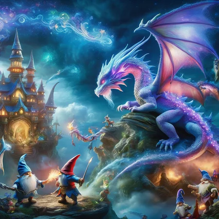 Fujifilm quality photograph (best quality)++, (masterpiece)++, (detailed)+, elf on the shelf fighting a Dragon, (fantasy illustration)1.3, enchanting Dragon battle elf on the shelf, mystical battle, (many gnomes battling)1.4 (whimsical charm).4 Otherworldly charm, mystical sky, (Luis Royo)1.2, (Yoshitaka Amano)1.1, moonlit night, soft colors, (detailed cloudscape)1.3, (high-resolution)1.2 (gnomes  battling everywhere)1.2 , <lora:DonM3t3rn1tyXL-v1.1:0.8> DonM3t3rn1tyXL <lora:DonMD1g174l4sc3nc10nXL:0.8> DonMD1g174l4sc3nc10nXL  <lora:Dragons:0.8> dragon  <lora:EnvyMagicalXL01:0.8> magical <lora:FantasyLandscape:0.8> FanLan