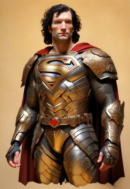 Rembrandt inspired Superman Armor, refined, defined, highly detailed, follow negative prompts