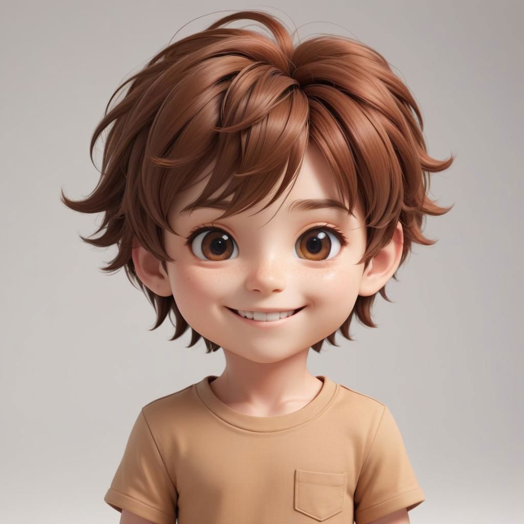 Portrait of a ruddy young man, chibi, super deformed, 20yo, smiling, doll-like, Photorealistic simple volumetric light background, ColorART, CGI,