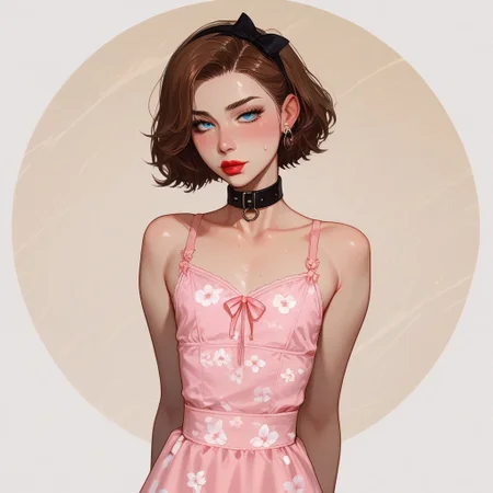 score_9, score_8_up, score_7_up, Expressiveh, fFaceDetail, OverallDetail, sexy pose,
, kawaii, perfect eyes, detailed, , pale skin, perfect skin,
(1_Femboy), detailed eyes, big blue eyes,
,
sexy skinny feminne body, round sport ass,
, narrow waist, bob haircut ,brown hair,
Lace stockings, , black nails, , ear piercing, makeup, lipstick, strands, black collar, , ,
, submissive, thin waist,
Aroused, ,
sexy, blush,, eyes widen, sweat,
Solo,
cotton dress, cincher, pink dress, floral print, lace, bow, back bow, collarbone, hairband, hair bow, highly detailed, intricate, arms out, leaning back, contrapposto, modelshoot, abstract background, cowboy shot, solo