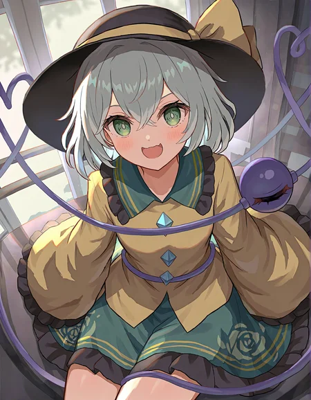 oridays, 1girl, solo, komeiji koishi,
very awa, masterpiece, best quality, year 2024, newest, highres, absurdres, <lora:oridays-style-noobai-vpred10:1>