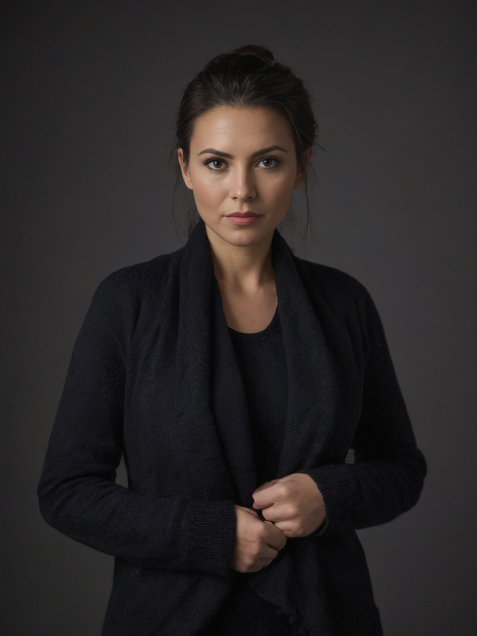 centered, portrait photo of 35 y.o woman, open jacket, sweater, natural skin, dark shot,<lora:é²åä¸æ´¾@åå½±å¦è¯SDXL:0.6>,
