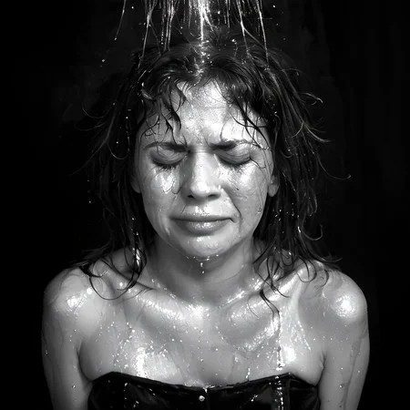 score_9, score_8_up, score_7_up, BREAK, source_real, raw, monochrome, dark photo, outdoor, waterfall, 18yo old girl, natural ginger hair,black dress, from bellow, pain, closed eyes, wet messy hair, wet face, <lora:Pain_Fear_and_Desperation_Pony:1> <lora:Into_Darkness:1>