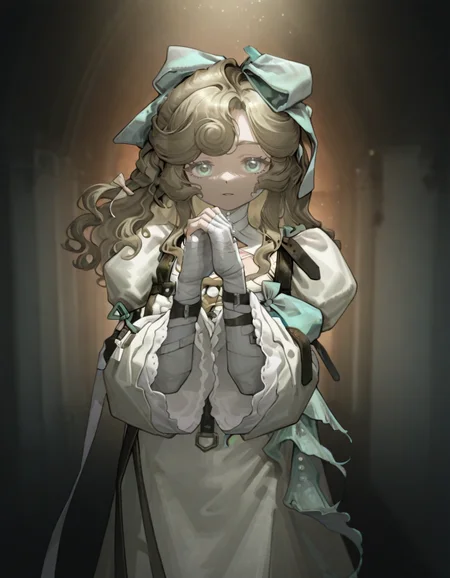 1girl,lorelei, bandages,bule bow, white dress, looking at viewer
<lora:loreleireverse1999:1>reverse:1999, ultra-detailed, cinematic lighting, (masterpiece, best quality, high quality, highres, ultra-detailed),