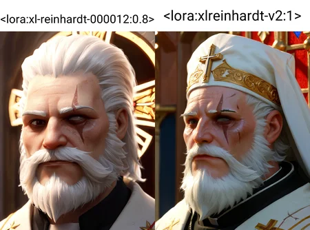 <lora:xl-reinhardt-000012:0.8>reinhardt,scar across eye,beard,white hair,A pale priest in a church with a beam of light shining right on his face, close-up, looking divine, best quality, intricate details