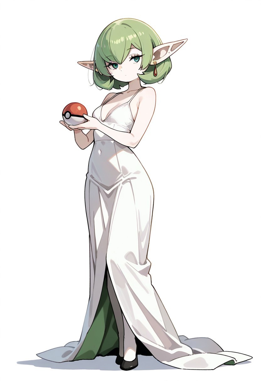 (masterpiece, best quality, high quality, highres), very awa, highres, absurdres,
pokemon, pokemon \(species\), (no humans:1.1), (solo:1.2), full body,
(Gardevoir:0.35),
Sousou no Frieren, elf,
simple white background,