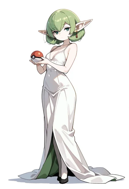 (masterpiece, best quality, high quality, highres), very awa, highres, absurdres,
pokemon, pokemon \(species\), (no humans:1.1), (solo:1.2), full body,
(Gardevoir:0.35),
Sousou no Frieren, elf,
simple white background,