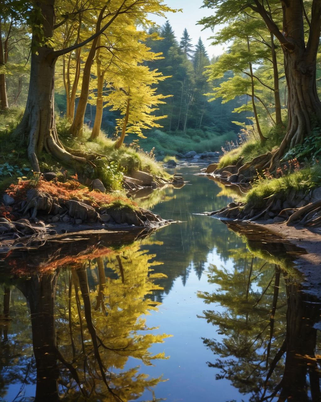 Shoreline dishwashing, water, reflections, transparency, good, vivid color, Fairyland: A place where fairies and other magical creatures live, E. H. Shepard,  ambient lighting, <lora:add-detail-xl:1>, <lora:xl_more_art-full_v1:0.8>