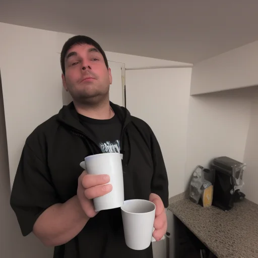 IMAGE OF A OHWX MAN, holding a cup