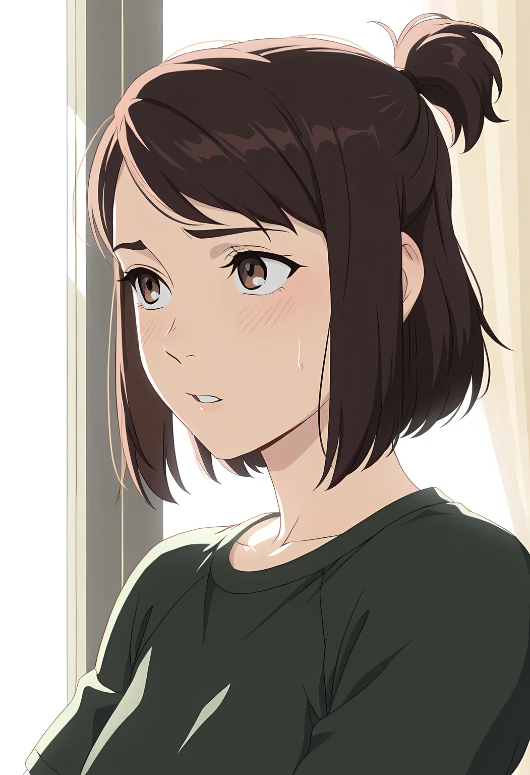 ((Masterpiece, Ultra Detail, Best Quality, Anatomically Correct))
<lora:Maddie_Kim:1> M4dd13K1m, 1girl, short hair, brown hair, brown eyes, short ponytail