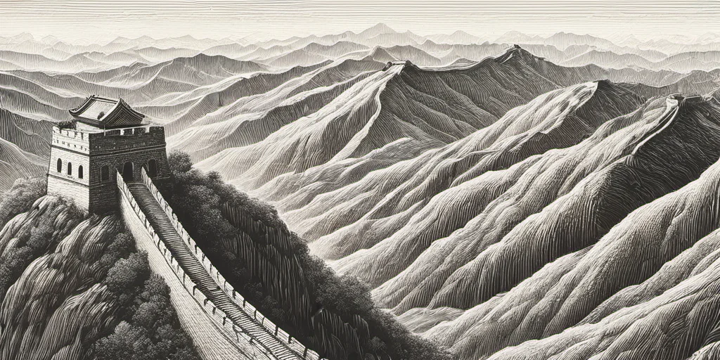 The Great Wall is made up of continuous detailed lines winding and lengthening,((digital carving style)),masterpiece,high quality,colorful,beautiful,<lora:changcheng_V0-000006:1>,