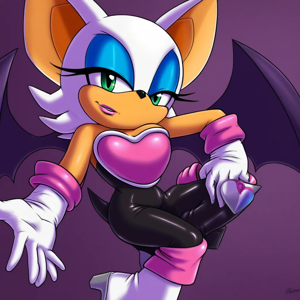 rouge, short hair, white hair, green eyes, bat ears, bat girl, bat tail, bat wings, furry female, makeup, eyeshadow, eyeliner, bare shoulders, elbow gloves, gloves, white gloves, bodysuit, boots, knee boots, white footwear,