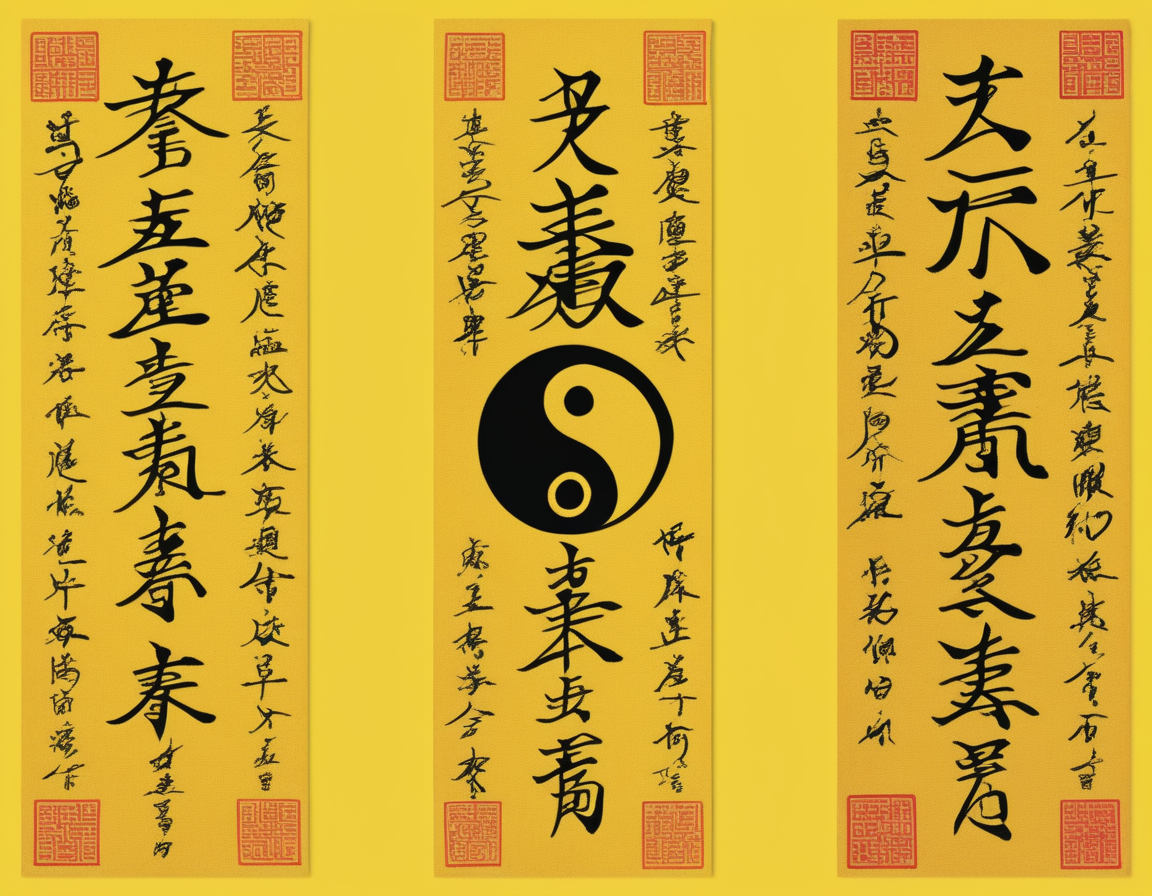 a yellow bookmark with chinese writing on it,
Tai Chi,yinyang,chop,illustration
 <lora:cnrune:0.4>,cnrune_yellow