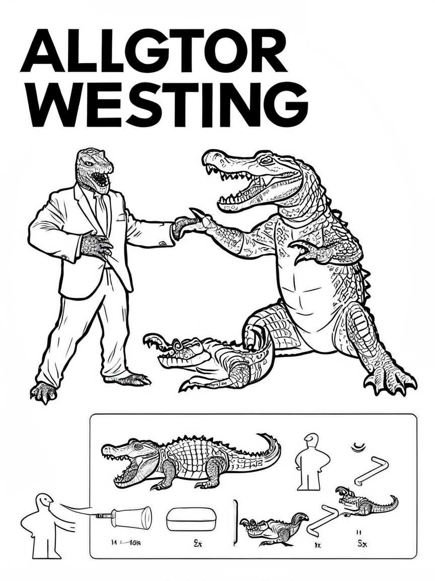 Alligator wrestling <lora:ikea_instructions_xl_v1_5:1>