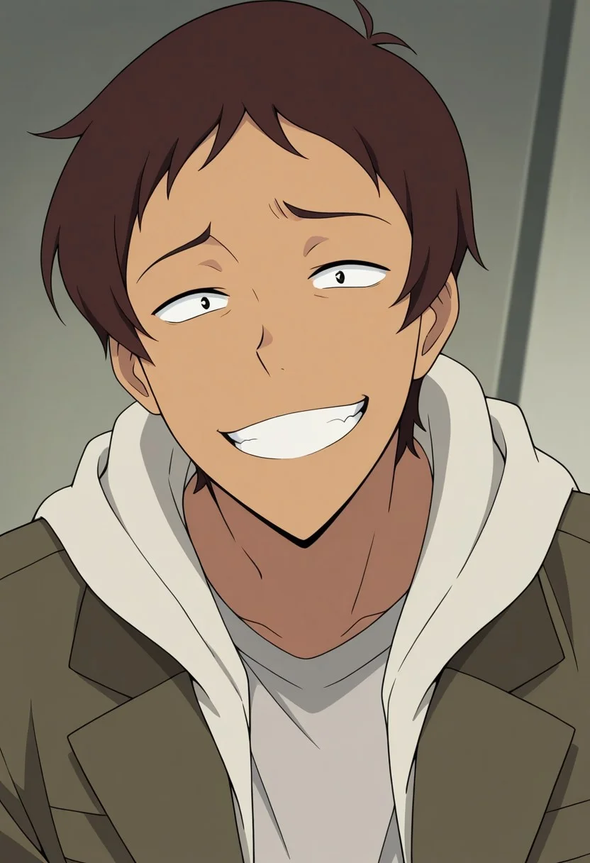 masterpiece,best quality,amazing quality, source_anime,
lanciuv, 1boy, male focus, solo, dark skin, dark-skinned male, brown hair, forehead, shirt, grey shirt, jacket, green jacket, hood, open jacket, smile, grin, portrait,