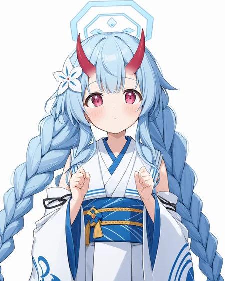 chise \(blue archive\),1girl, solo, white_background, v, ?, oni_horns, twin_braids, halo, detached_sleeves, simple_background, obi, kimono, hair_flower, red_horns, blush, looking_up, wide_sleeves
<lora:chise_(blue_archive)_image877_2023-11-26-000012:1>halo. gorgeous,key visual, vibrant, studio anime,award-winning, professional, highly detailed,high budget, cinemascope