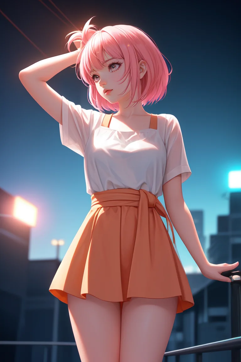1girl, close-up, ilya kuvshinov illustration of a cute young girl with pink hair and bangs in her hair wearing a yellow low cut blouse and blue short shorts, by makoto shinkai, ilya kuvshinov, james gilleard, atey ghailan, lois van baarle, rossdraws, basquiat, sam yang. trending on artstation, pixiv, digital art, anime masterpiece, dynamic lighting, beautiful aesthetic, 4k, award winning, hd, <lora:Mild detail adjusterV10:0.2>, (masterpiece, best quality, absurdres, detailed, ultra-detailed:1.3), <lora:lcm-lora-sdv1-5:0.7>