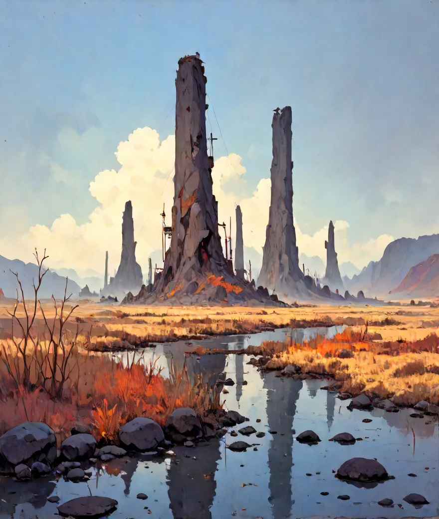 landscape, score_9,score_8_up,score_7_up,score_6_up,score_5_up,score_4_up BREAK source_anime,(absurdres), Salt flat landscape , Melancholic and reflective scenery ,Central focus composition, no people, <lora:FFAnime Style Pony:1> FFanime Style