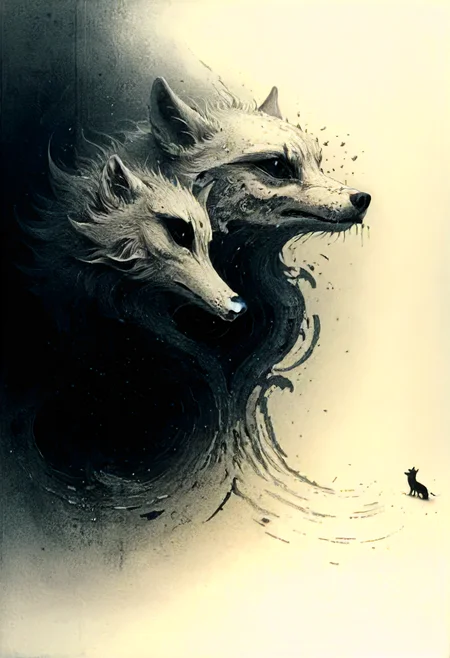 ascii_art, the failure of a tiny travelling wolf world tilt broken to the core drifting in an endless infinity, intricate, detailed, epic, complex, atmospheric, deep, artchlr , playful, <lora:- SDXL - vanta-black_contrast_V3.0:0.4>, <lora:d\EnvyTinyWorldsXL01:0.8>, <lora:sdxl:0.8>, <lora:lora:0.8>, <lora:artfullyECHELIER_SDXL_V1:0.8>, <lora:artfullyQUILLED_SDXL_V1:0.8>, <lora:dfantasy:.7>, <lora:ral-vxl:0.2>, <lora:20231230-1703876721187:0.4>, <lora:- SDXL - lentclr_effect_V1.0:0.2>, <lora:Wizards_MACHINALIA__Things_Come_Alive_:0.7>, <lora:Street_Art:0.4>, <lora:SDXL - Style - pixel_art_3drender:0.8>