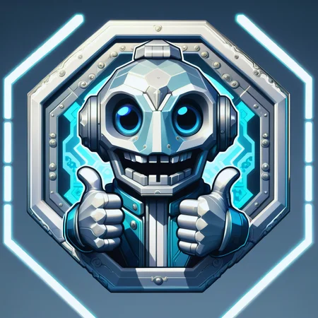 DonMSt0pS1gnXL octagon bluish-gray, deep ones, thumbs up ,rococo art, retrofuturism, two-sided, raymarching, unity engine, moody, airbrushing, stickers, total clarity, absurdres, futuristic, cacophony <lora:DonMSt0pS1gnXL-000006:0.75>