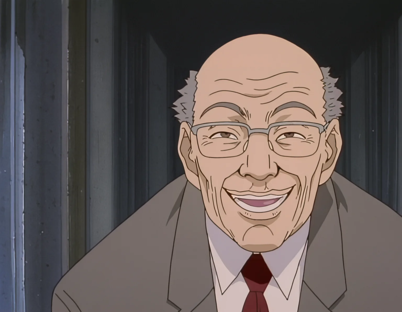 pixel-perfect masterpiece, best quality, highres, highly detailed, parody, exaggerated features, dramatic, meme,
1boy, Vice Principal, elderly man, glasses, balding, detailed eyes, :d , happy,formal, evil smile,
skin texture, textured,
anime screenshot, (artist: sabudenego:0.6), (by abara heiki:0.4), by higashiyama shou, (by incase:0.4),
<lora:Great Teacher Onizuka 2.0 Illustrious-000063:0.9>