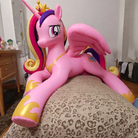Princess Cadance, lying, bedroom, pegasus pony, feral, hongyitoy dirlpinf, irl, BREAK solo, posing, BREAK, masterpiece, best quality, amazing quality