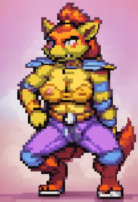 1girl,
female,
solo,
furry,
female furry,
PonyXLV6_Scores ,
PnyCmicXLPOS,
DskfllArtPosXLPNY,
tonned,
cleavage,
snout,
canine nose,
shoulder pads,
shoulders,
armor,
pants,
ninja,
feet,
breast slip,
perky nipples,
camel toe,
full body,
geta,
geta shoes,
thighs,
serious,
blush,
sexy pinup pose,
face focus,
pretty eyes,
face zoom,
pony tail,fangs,teeth,
<lora:Ninjara_TMNT_Archie_Comics_Pony_SDXL:1> ninjara_tmnt, pixelated, pixel art, <lora:pk_trainer_xl_v1-1:0.9>