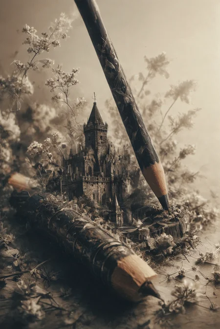 A mesmerizing and intricate scene of a pencil drawing an image of another pencil, which in turn is drawing yet another pencil.
<lora:add-detail-xl:2> <lora:MJ52:0.5> <lora:great_lighting:2> great lighting,
large depth of field, hyperdetailed photography, masterpiece, best quality, high quality, highres, ultra-detailed, best quality, 8K, high resolution, extreme detail, (outstanding composition:1.4), <lora:DoubleExposure:1> double exposure