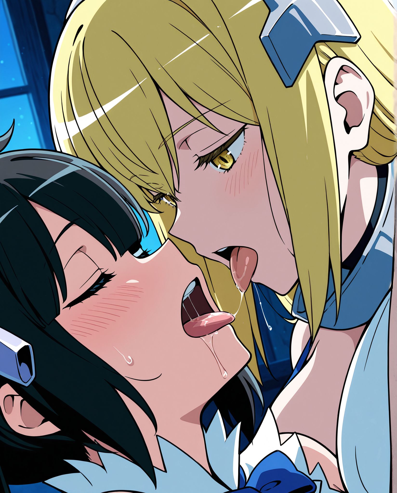 masterpiece, best quality, newest, absurdres, highres, detailed eyes, beautiful, detailed background, perfect eyes, anime coloring, anime screencap,
<lora:saliva_swapping:1> saliva_swappingV1,
multiple girls,2girls,
saliva,tongue,closed eyes,
saliva trail,tongue out,
yuri,open mouth,
saliva swapping,
girl spits saliva to another girl,
BREAK
 dungeon ni deai wo motomeru no wa machigatteiru darou ka, 
aiz wallenstein, 
hestia \(danmachi\),
