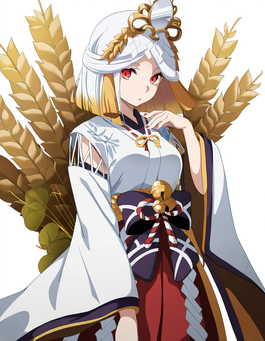yuzuanjin,1girl,solo,looking at viewer,simple background,white background,cowboy shot,<lora:yuzuanjinC-000008:1>,red eyes,, masterpiece, best quality, very aesthetic, absurdres,newest, incredibly absurdres,, (tsukishiro saika:0.8)