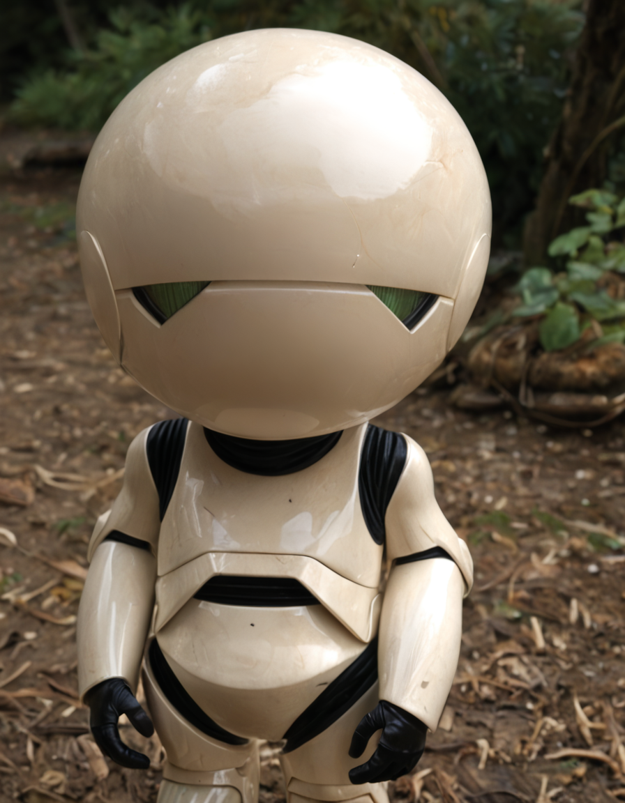 <lora:marvin_paranoid_android_pony:1> marv1n_andr0id, white, green eyes, in a alien planet