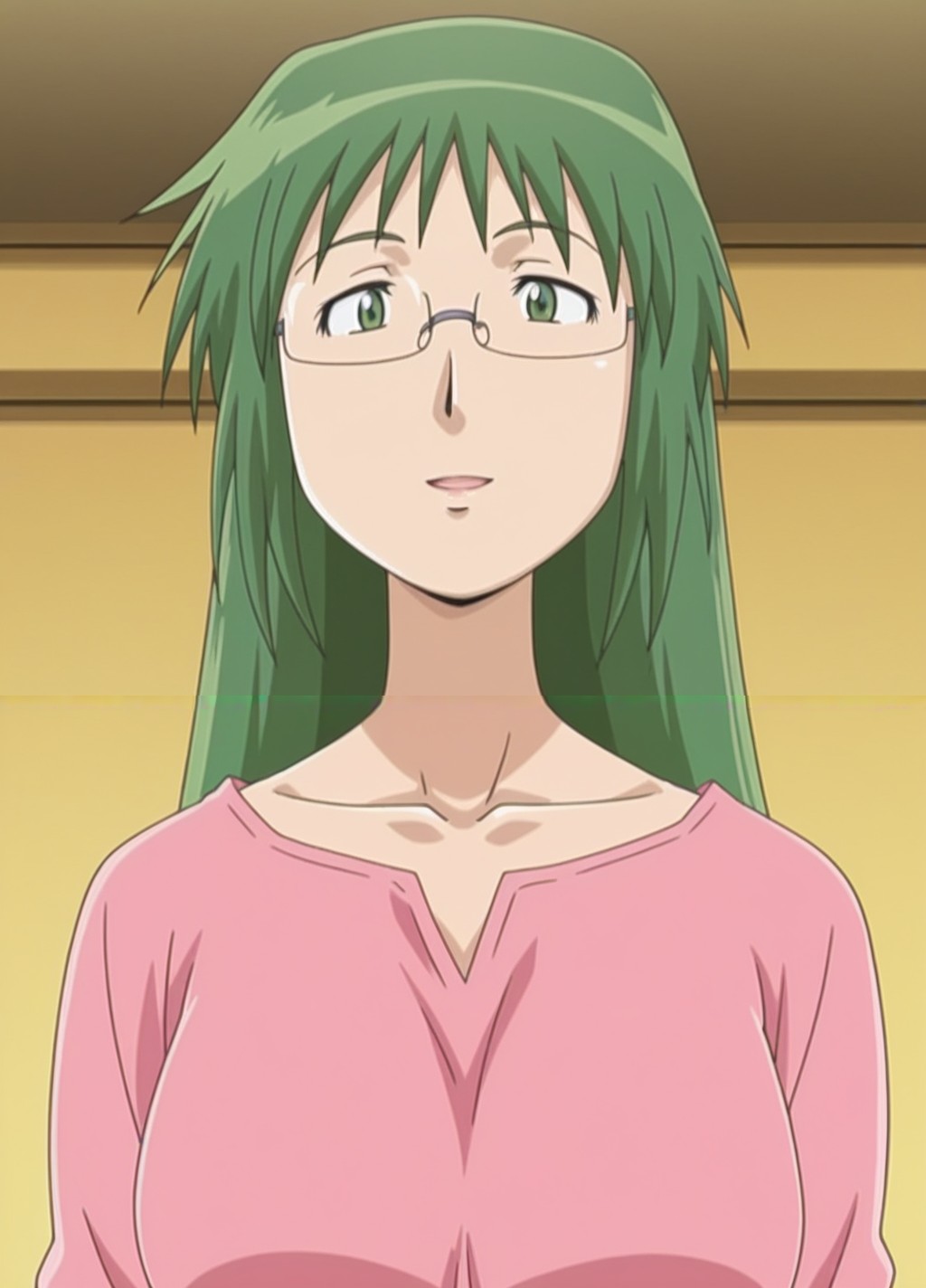 <lora:Otonashi-000006:1>,otonashi,green hair,mature female,anime screencap,anime coloring,original,eyewear,