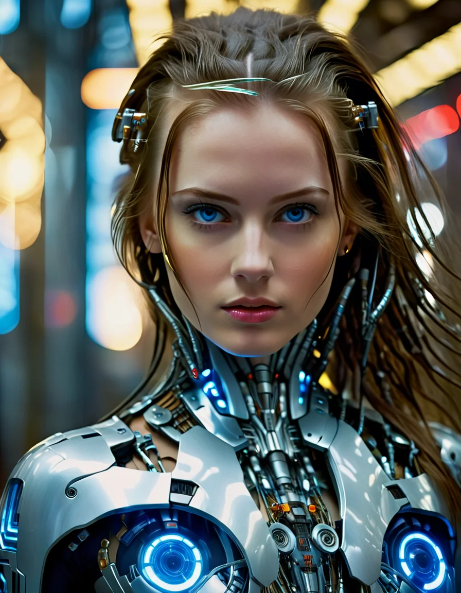 cinematic photo 1girl, cyberpunk, science fiction, cyborg, looking at viewer, realistic, blue eyes, brown hair, lips, long hair, blurry background, upper body, highly detailed, advanced, futuristic, intricate, dynamic light, thought taking artistic, elegant, sharp focus, professional, surreal, beautiful, dramatic color, cute, fine detail, enhanced quality, very inspirational
<lora:CyborgsXL:1>, , <lora:FILM_PHOTOGRAPHY_STYLE:0.25> . 35mm photograph, film, bokeh, professional, 4k, highly detailed