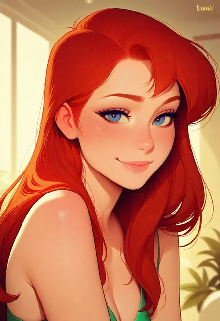 masterpiece, best quality, amazing quality, very aesthetic
Artist : Tsuaii, Artist : Incase, flat colors,
1girl, (Ariel, Disney:1), zoomed portrait,
looking at viewer, smile,
detailed background,