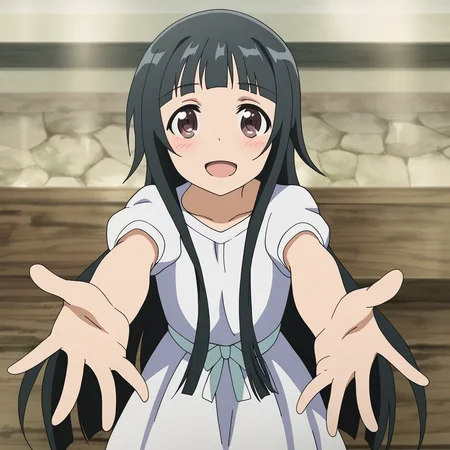 <lora:Yui SAO v-pred:1> 5w0rd, yui (sao) , white dress, incoming hug, happy, cowboy shot, ,masterpiece, best quality, very aesthetic