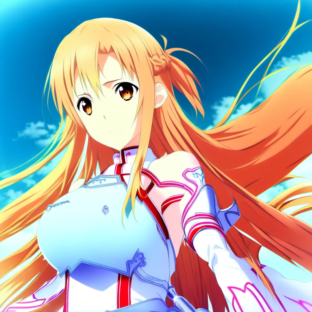 asuna, masterpiece, highres, asuna \(sao\), crown braid, light orange hair, armor, ((holding weapon))