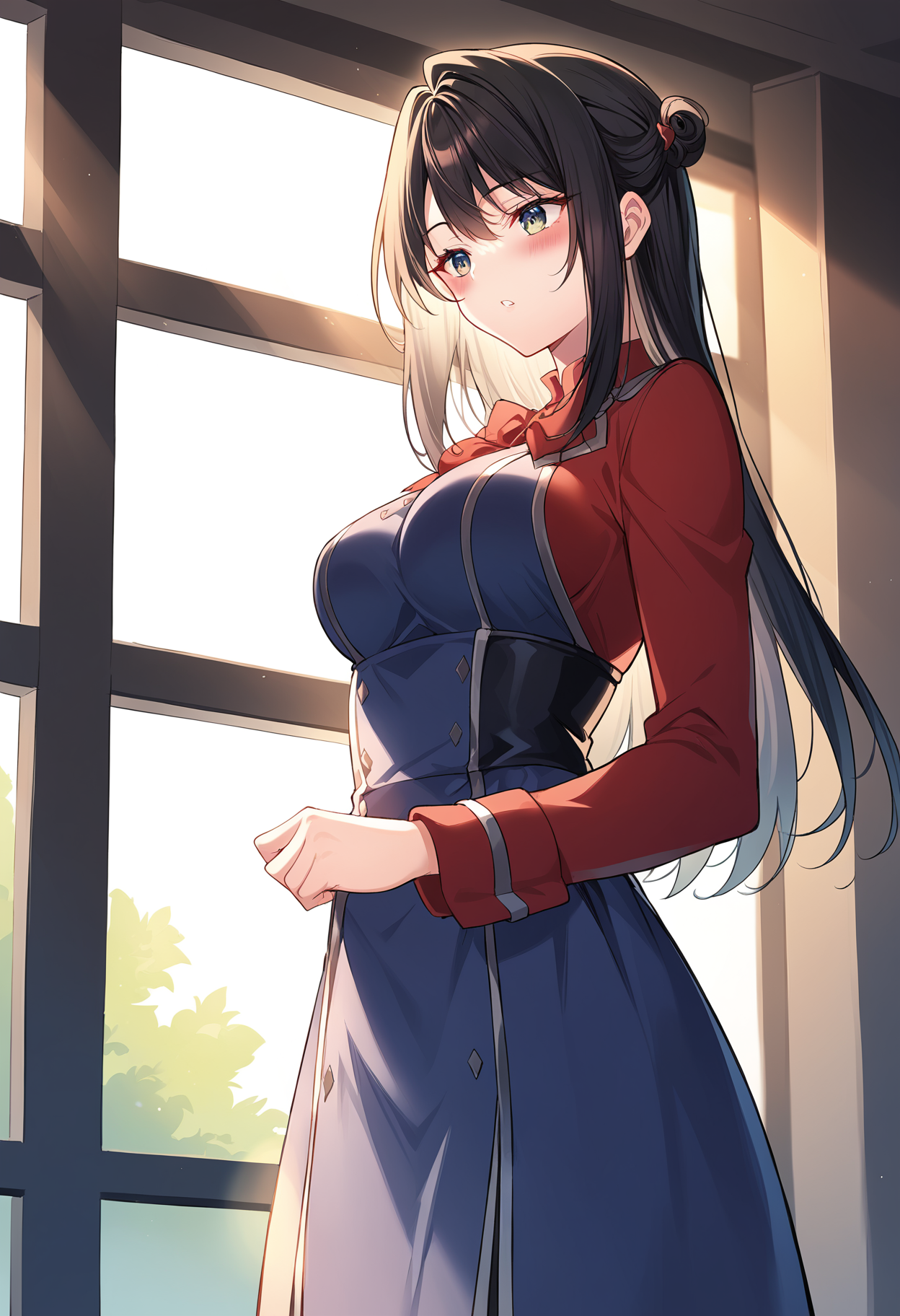 masterpiece,best quality,very aesthetic,absurdres,anatomically correct,natural light, light rays, ray tracing,
score_9, score_8_up, score_7_up,source_anime,anatomically correct,best perspective BREAK
1girl,   <lora:rityulatestyle:1> rityulatestyle, black hair, hair intake, long hair, blush, parted lips, medium breasts,