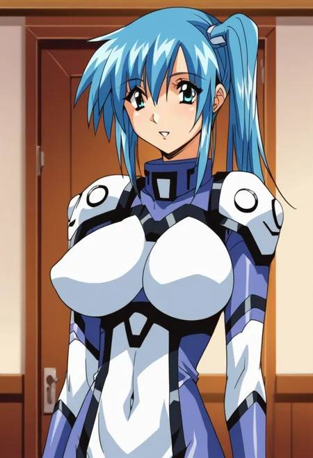 score_9, score_8_up, score_7_up, score_6_up, score_5_up, score_4_up, masterpiece, best quality, BREAK,
1girl, indoors, <lora:kureha_misaki_divergence_eve_Pony_ver01:1> kureham, blue hair female, large breasts, side ponytail, bodysuit