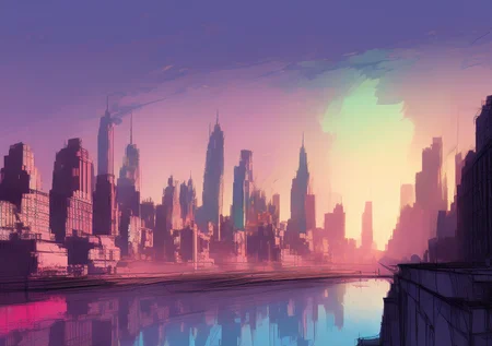 coloirful skyline view of nyc, InkPunkLandscapes768_2