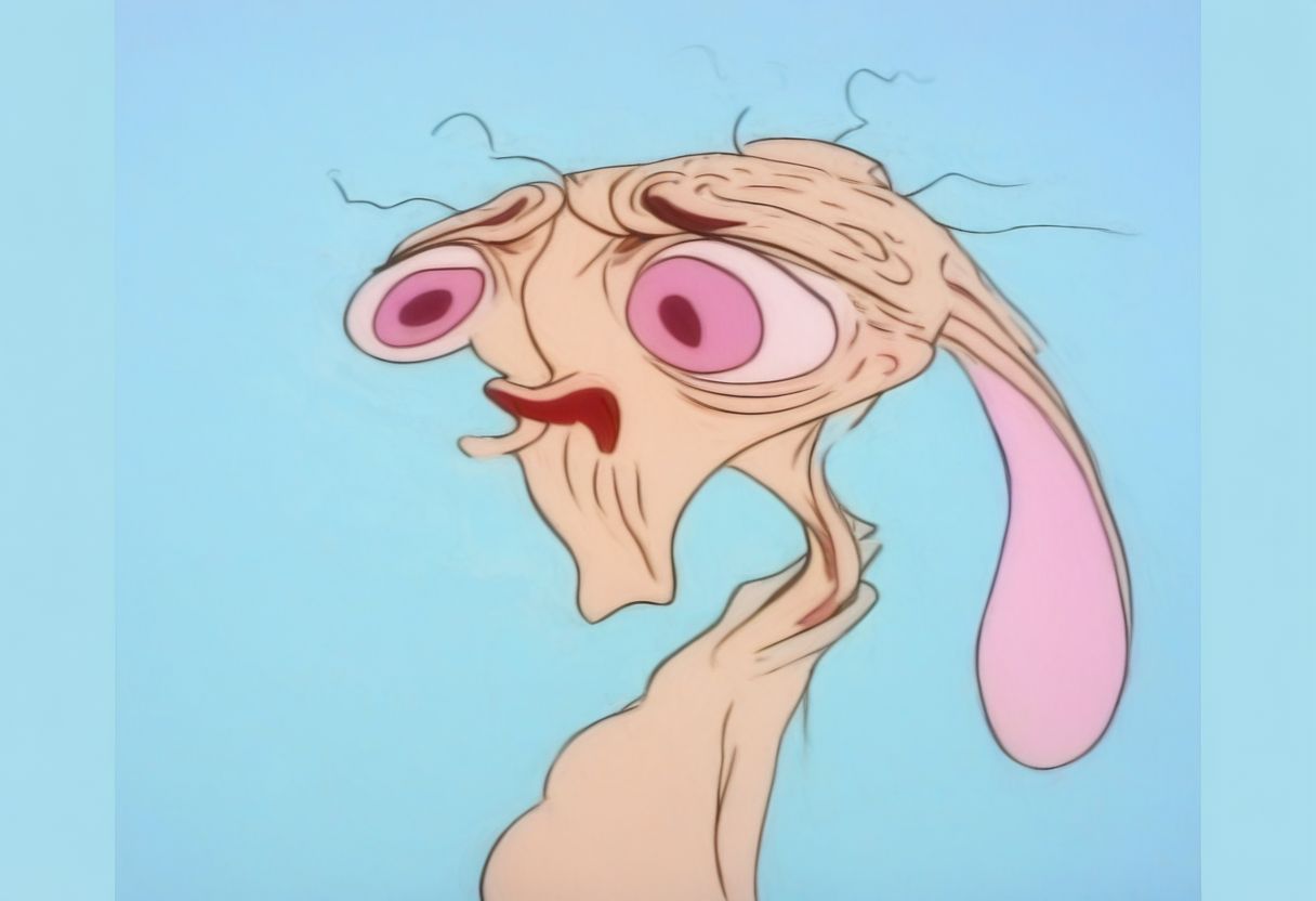 upper body, ren, expression, moping, expression, struggling, pale blue background,
no humans, easynegative, By bad artist