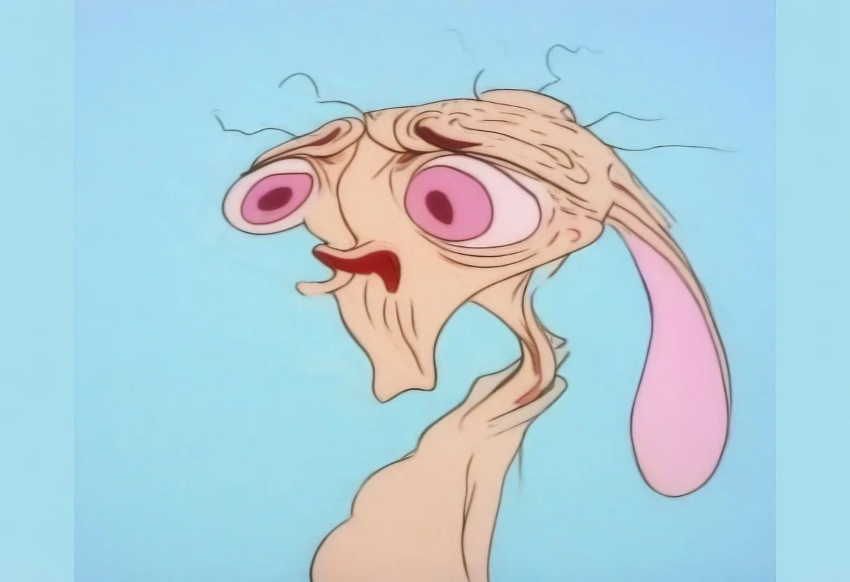 upper body, ren, expression, moping, expression, struggling, pale blue background,
no humans, easynegative, By bad artist