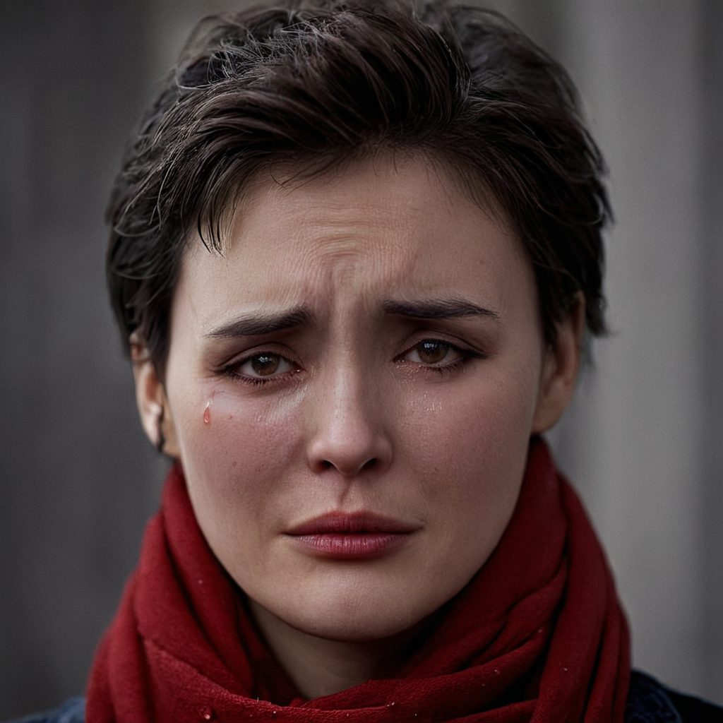 cinematic film still of <lora:add-detail-xl:0.3>0
<lora:detailed:0.3> realism
<lora:perfection style:0.2> perfect
<lora:eyetune:0.5>
<lora:xl_more_art-full_v1:0.1>
<lora:Ron Fricke style:0.2>
<lora:Unreal Engine style:0.3> Unreal Engine style
<lora:TeethXL:0.3>
<lora:Chiaroscuro Lighting Style:0.3> Chiaroscuro Lighting Style
 <lora:facial expression style v2:0.9>
 <lora:crying style:0.9> crying style
teary crying facial expression of a woman with a red scarf is crying with huge tear drops, movie themed, sharp, detailed skin, epic cinematic photography, artistic, creative, wrinkly face, dramatic lighting style, cinematic color style, Kodak film style, skin pore, emotional style, gustier style, facial expression style, teary crying facial style, solo, looking at viewer, smile, short hair, brown hair, 1boy, closed mouth, male focus, cum, facial hair, portrait, meme, realistic, black hair, blurry, parody, asian, photorealistic, teary eyes
, shallow depth of field, vignette, highly detailed, high budget, bokeh, cinemascope, moody, epic, gorgeous, film grain, grainy