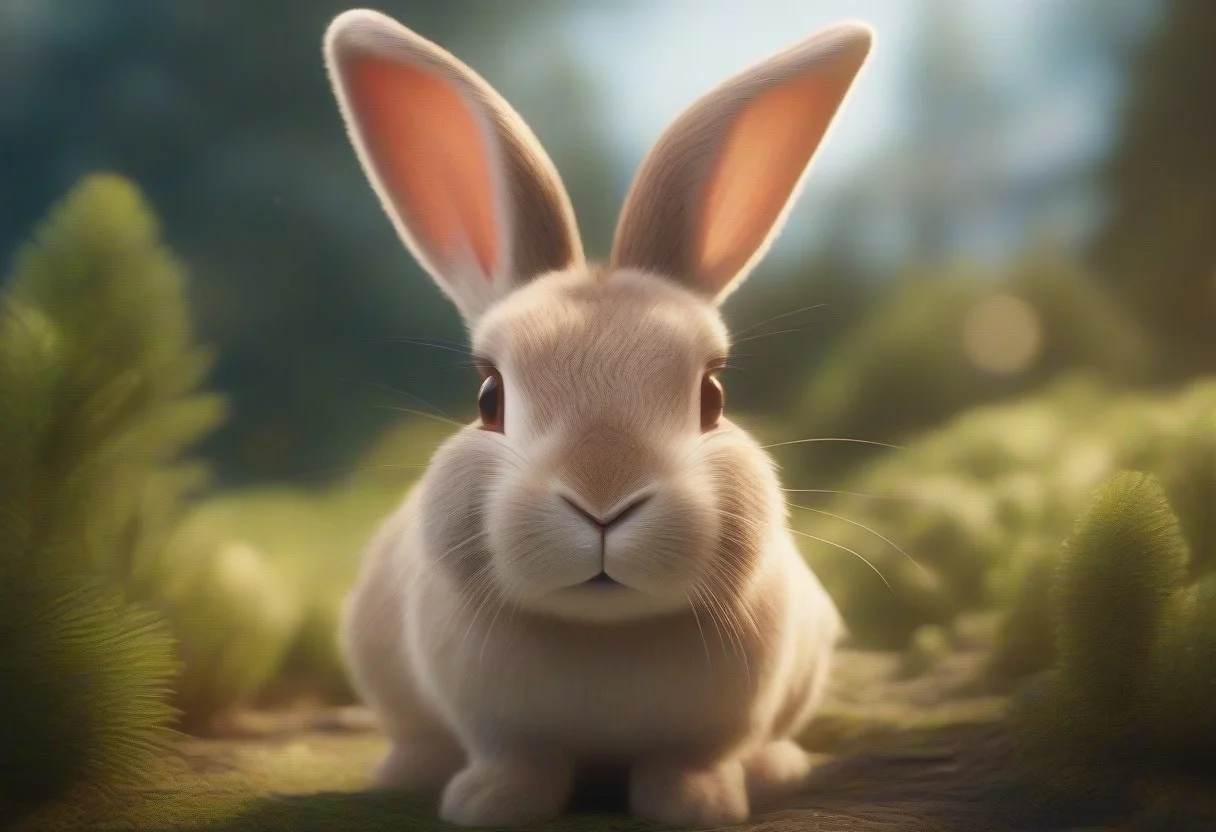 A happy cute, bunny, (wearing a Christmas hat), Adorable, heart warming, cheerful, detailed, bright colours, friendly expression, small size, shiny, eco-friendly, garden, environmental, sunlight, shadows, digital art, whimsical, playful, intricate details, high resolution, photorealistic, joyful atmosphere, gentle, soft lighting, cartoonish style, enchanting, vivid, appealing, character design, imaginative, family-friendly, [photography, realistic, photorealistic, (8k), (highly detailed), cinematic lighting, intricate details, (high resolution), award-winning,   correct focus, realistic, realistic lighting, (highly detailed),  masterpiece], ((Cinematic Still-Shot))