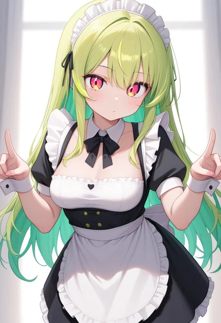 score_9, LimeChan, maid outfit, kawaii pose,