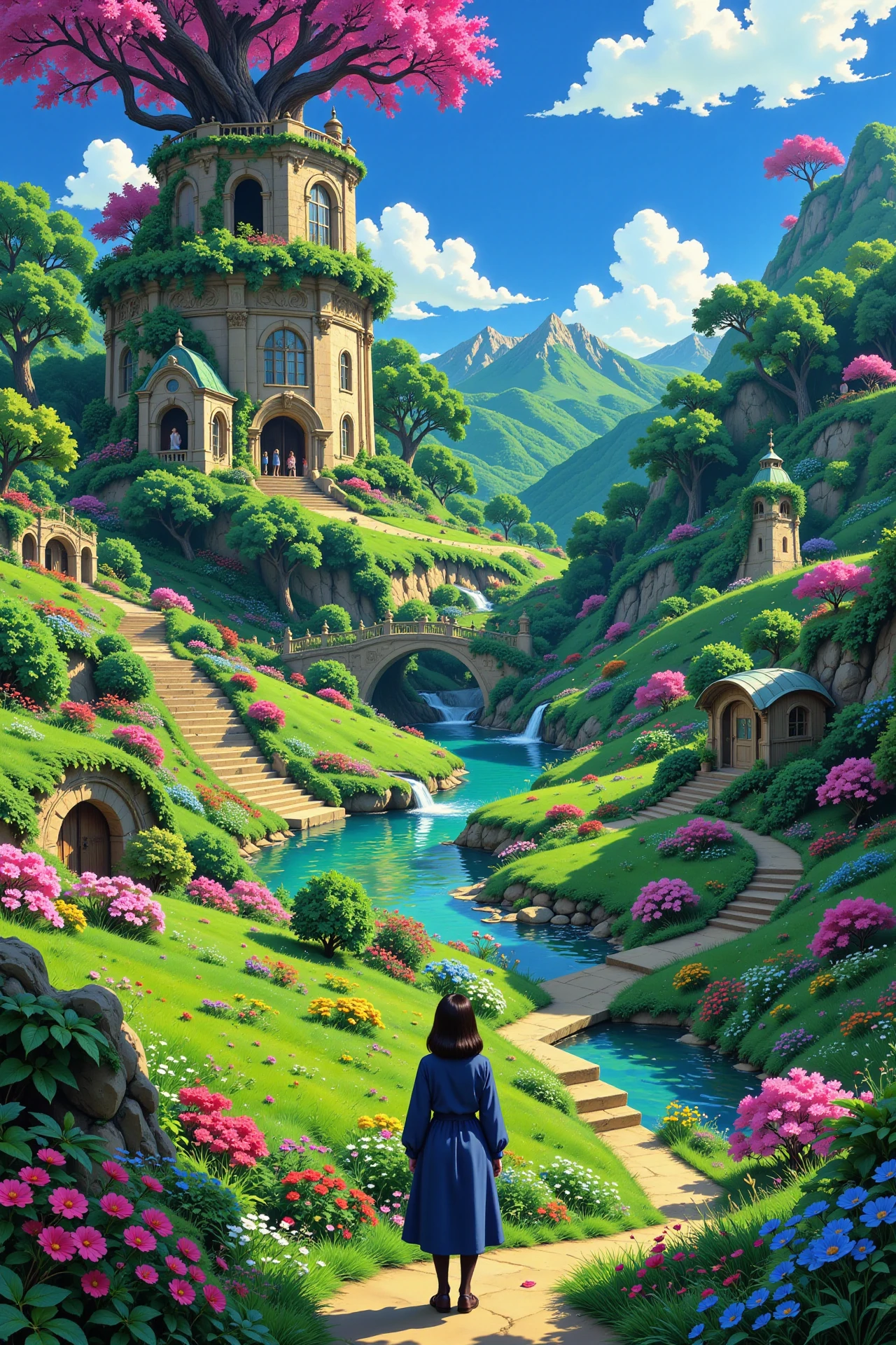 Wonderland, fantastical place beautiful  landscape, day, woman, very intricate, very detailed, sharp, bright, colorful, <lora:Hand v2:0.5> <lora:Anti-Blur:1><lora:Insane Detail Slider:0.25>  <lora:flux.1_lora_flyway_Epic-detail_v2:0.3> <lora:fluxenhancer:0.25> <lora:Anime_style:0.6> anime style