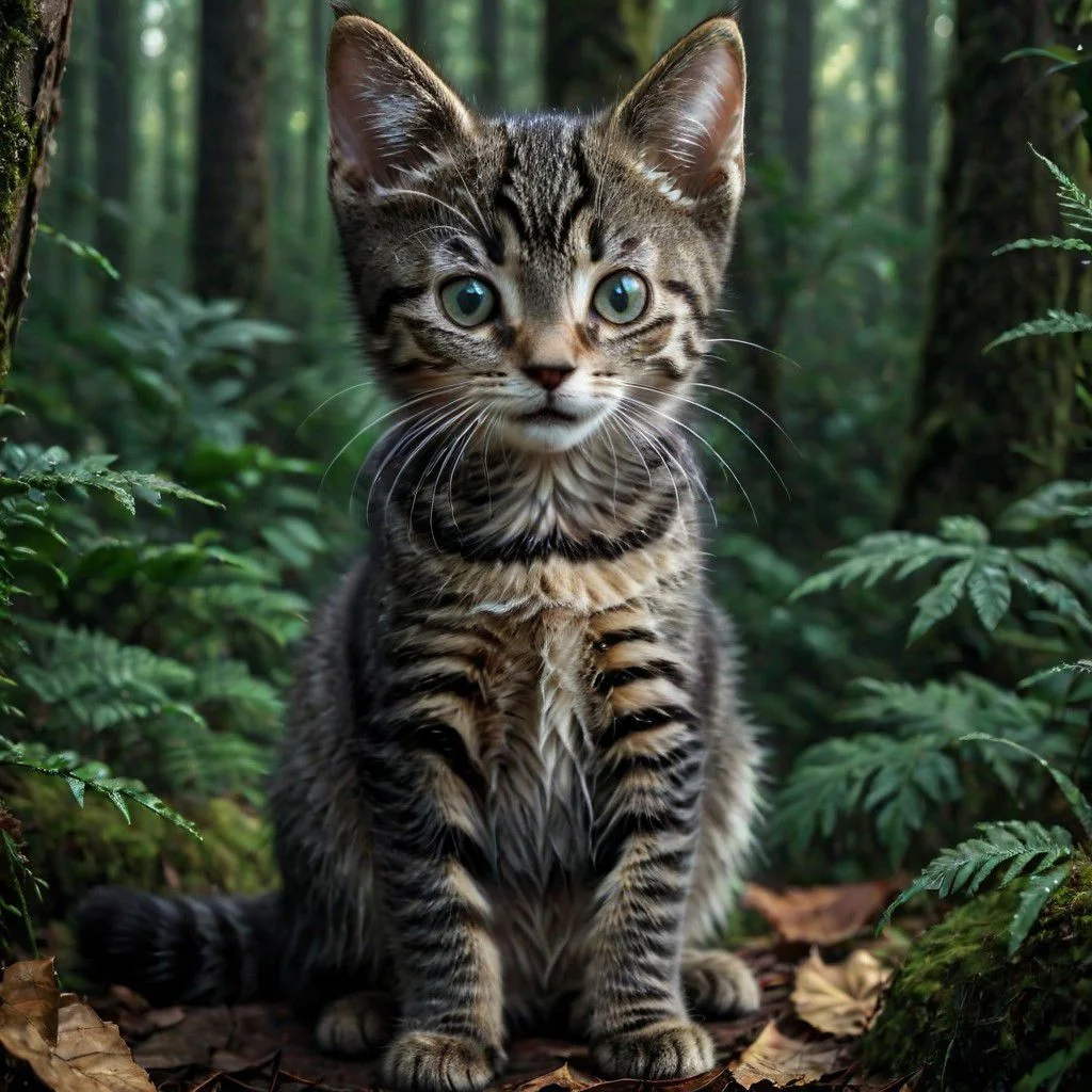 8k, masterpiece, ultra high resolution canon 5d photo of kitten jussi_kitten in dark atumn forest , high detailed skin, focus on face, luxury watch